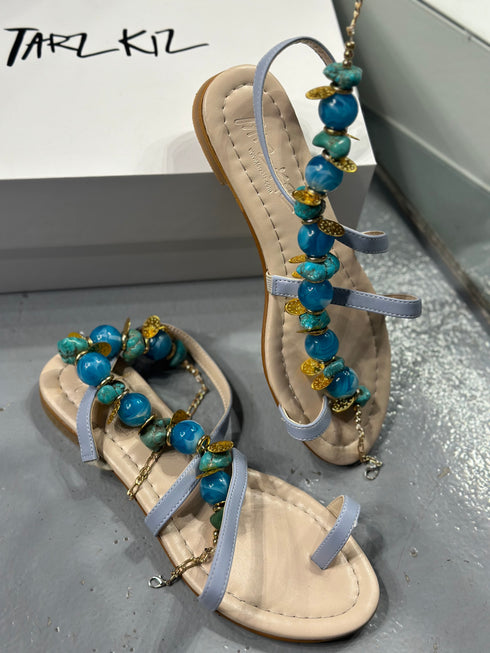 MIDNIGHT Mavi Boncuklu Sandalet